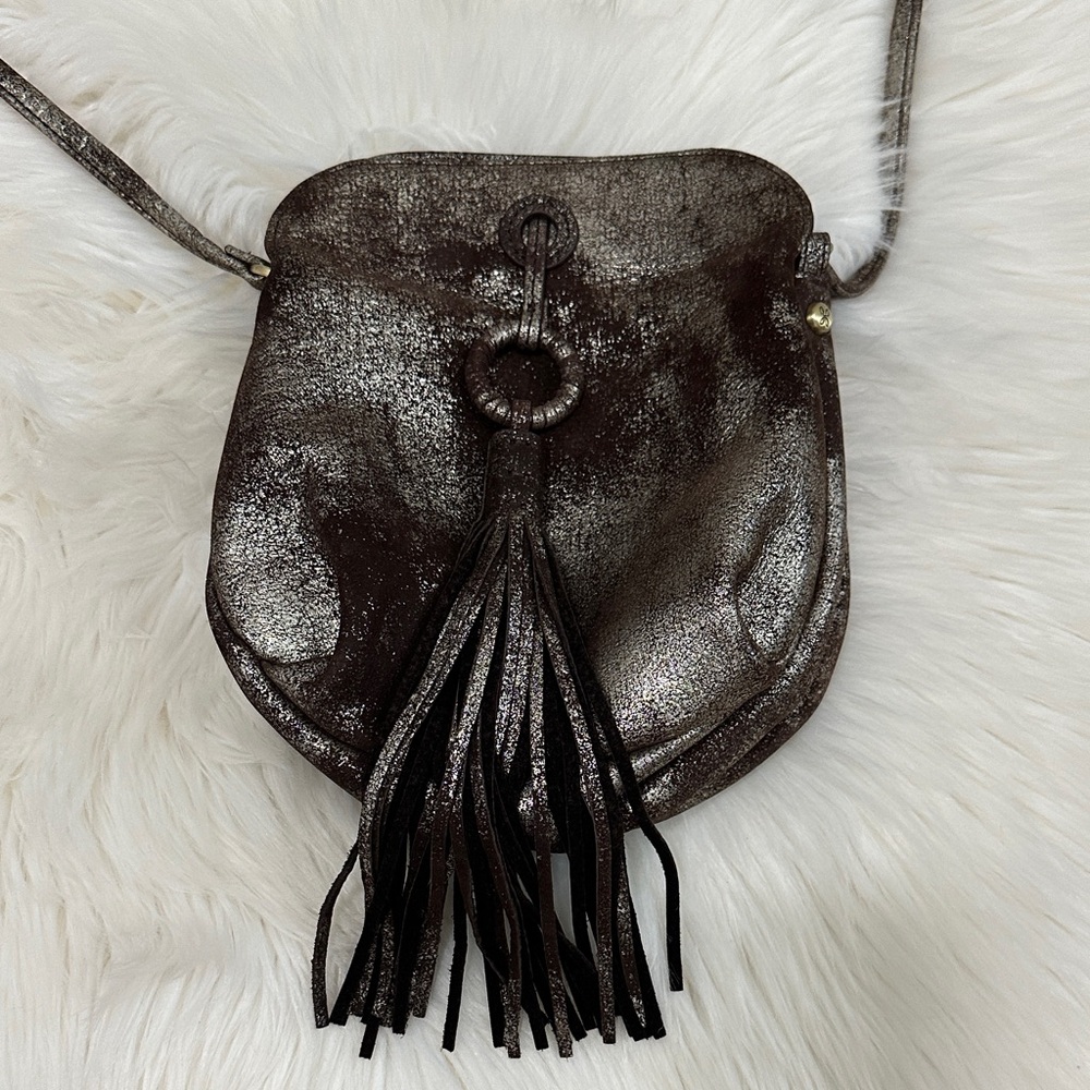 HOBO Metallic Brown Tassel Crossbody Bag